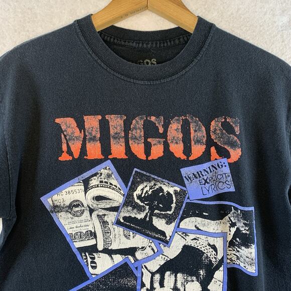 Migos Reppin the Culture Mens Band T Shirt Sz M Black Distressed Hip Hop Rap Y2K - Picture 3 of 10